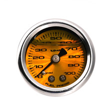 Vms Universal 18 Npt 0-100 Psi Liquid Filled Yellow Chrome Fuel Pressure Gauge