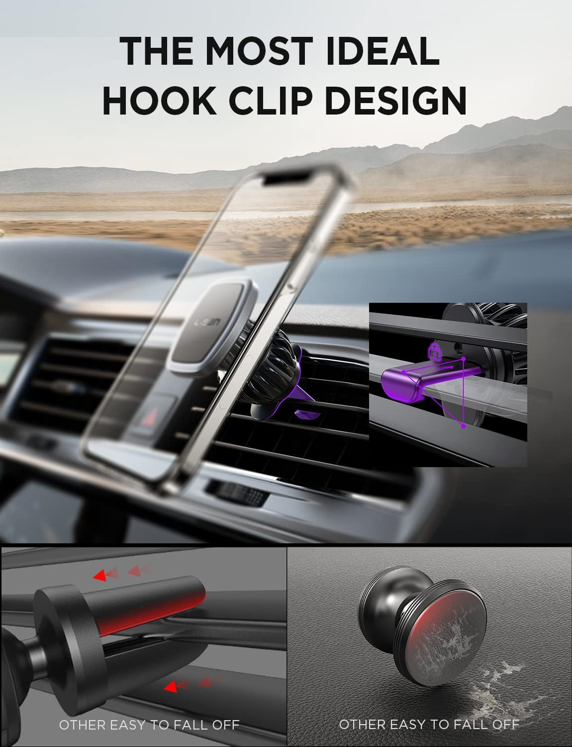 LISEN Phone Holder Car Mount [2023 Upgrade] Phone Holder for