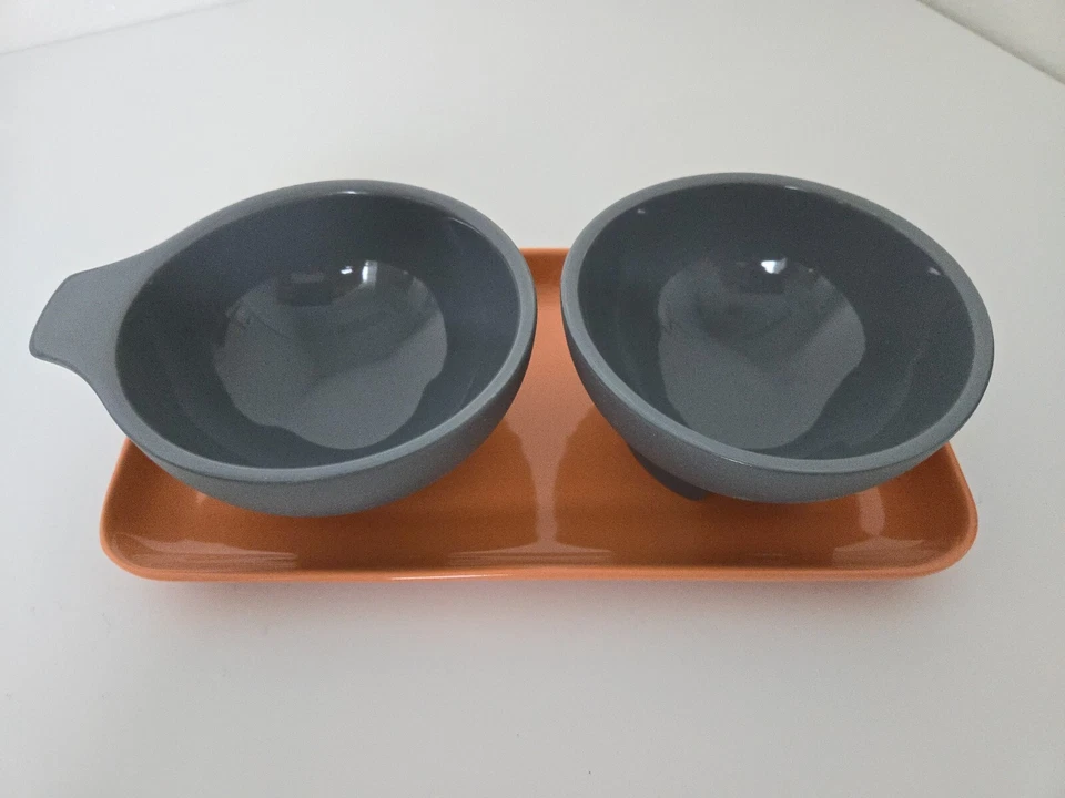 IKEA ÖMSESIDIG OMSESIDIG Tray With 2 Bowls Orange/Gray (605.500.23)  New - Image 3 of 4