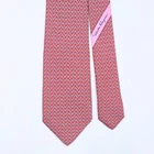 SALVATORE FERRAGAMO TIE Geometric Gancini Logo on Red Silk Necktie