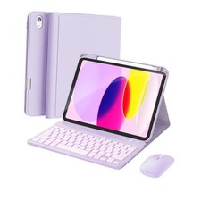 for iPad 11th A16, 2025 / 10th Generation Case with Keyboard, Mouse Purple