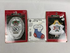 Christmas Ornament Needlepoint Kits Lot Of 3