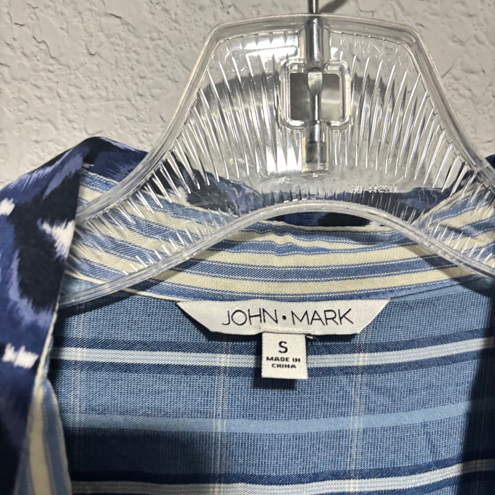 JOHN MARK Patchwork Blue White Gingham Stripe Tie… - image 4