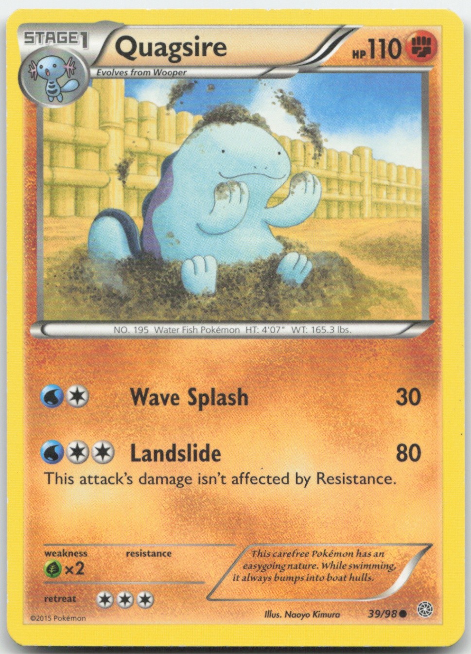 Quagsire 39/98 XY - Ancient Origins Pokemon Card LP