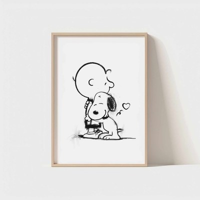 Snoopy - Peanuts - Charlie Brown Poster  - HUG : 30 x 40cm, Leinen