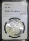 1891 S Morgan Silver Dollar NGC MS63 Choice BU Lustrous Well Struck Coin