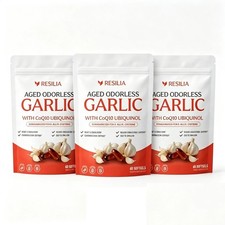 3Pack Resilia Garlic Extract 600mg Softgels 60 Count Odorless Aged