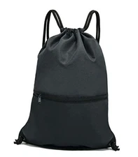  Drawstring Backpack Bag Sport Gym Sackpack Ablack