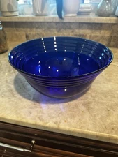 Rocco Bormioli LG Centerpiece/Serving Bowl Cobalt Blue Glass 12" Diameter Beauty