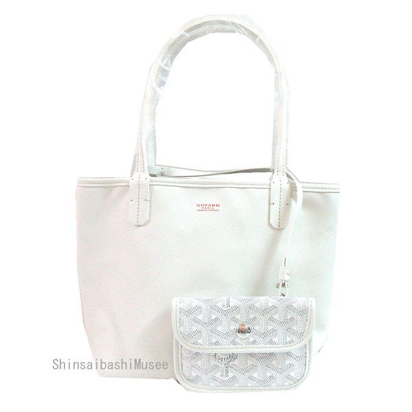 Goyard Anjou Mini Tote Bag Pouch White Hand Purse Reversible Auth