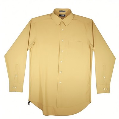 IZOD Dress Shirt Mens 16 34/35 Yellow Solid Silky Poplin Wrinkle Free Easy Care