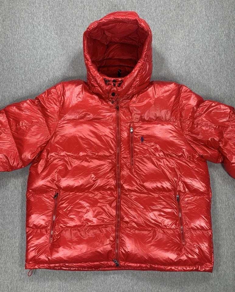 Polo Ralph Lauren Big & Tall Full Zip Hooded Down Puffer Red Jacket Men's 3XLT - Image 4 of 4
