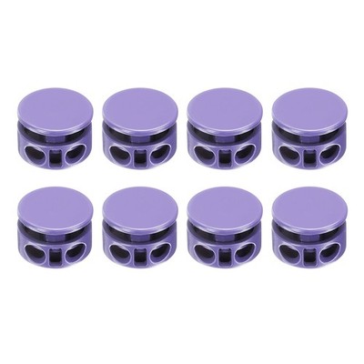 8Pcs Round Cord Locks 4mm Metal Double Hole Spring Toggle Stopper Purple