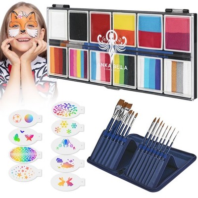 Face Paint Kit 12X10g Water Based Rainbow Splicing Hypoallergenic Anka Bella