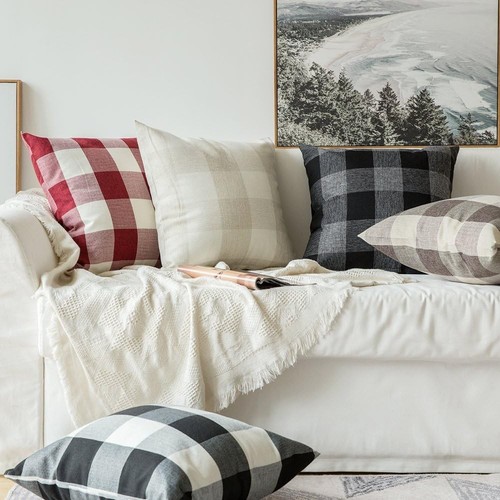 MIULEE Pack of 2 Farmhouse 16" x (Pack 2), White and Red - Picture 5 of 9