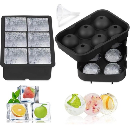 Ice Cube Trays (Set of 2),Round Ice Ball Maker Mold with Lid & Large Sphere...