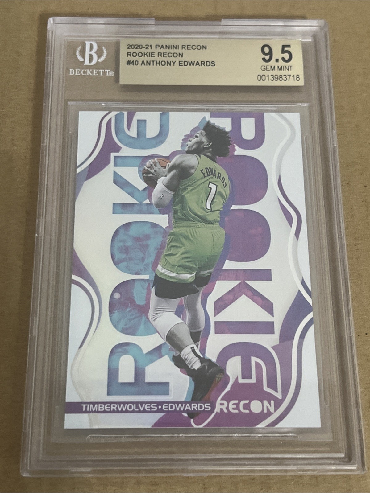 2020-21 Panini Recon Anthony Edwards Rookie Recon #40 RC BGS 9.5 GEM MINT