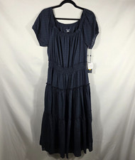 Tommy Hilfiger Blue Peasant Dress Women's Size 10 Short Puffy Sleeves NEW