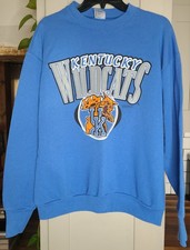 Vntg 90s Sweatshirt University of Kentucky Wildcats Blue L Delta Tag USA Made