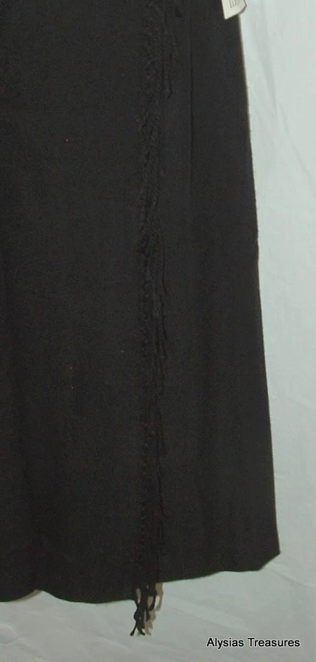 NOVO COM ETIQUETAS Preto Tamanho 12 Igreja Escritório Simulado Suéter Envolvente Saia com Franjas LIZ & CO - Imagem 2 de 3