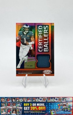 2025 Panini Certified Jalen Hurts Certified Ballers Mirror Orange Prizm #/99 MEM