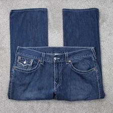 True Religion Boot cut Jeans Mens 38 Blue Bootcut Thick Stitch Denim 28" inseam
