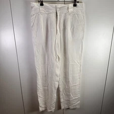 Sundance Womens 6 White Linen Blend High Waist Ankle Pants Chic Boho Minimalist