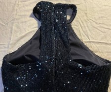Blondie Nites Stacy Sklar Bodycon Dress 11 Black Sequins Halter Cocktail Prom