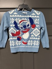 Disney Stitch Christmas Sweater with Snowflake Pattern - Youth Medium