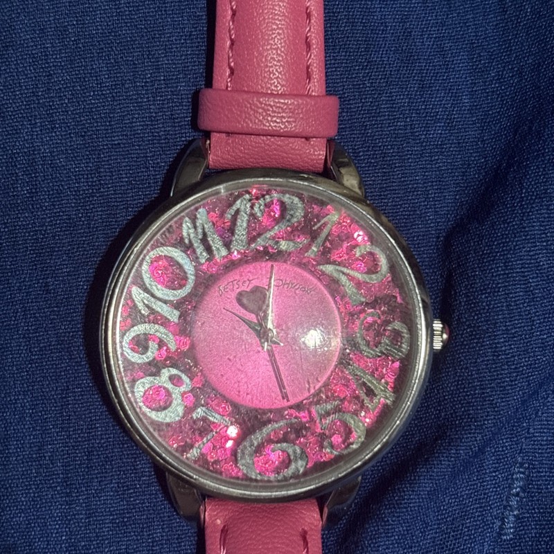 Betsey Johnson Watch Hot Pink Leather Band