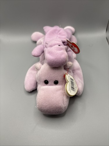 Ty Beanie Babies 1994 Happy the Hippo (Lavendel Body) - Retired - Bild 1 von 2