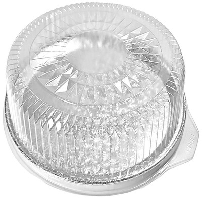 Handi-Foil Of America 16 Round Flat Aluminum Foil Catering Serving Tray W/Clear