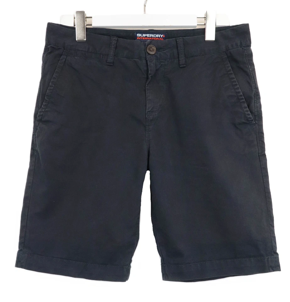 Superdry Shorts Homme W31 Bleu Chino Zip Extensible Regular Fit Poches - Photo 2/4