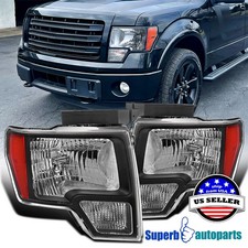 For 2009-2014 Ford F-150 Pickup Head Lamp Black Headlight 09-14 Leftright
