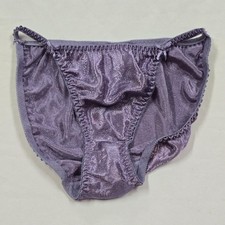 Vintage Gilligan O'Malley Satin String Bikini Panty Paisley Purple Floral XL 8