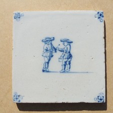 AUTHENTIC ANTIQUE 18th CENTURY HAND PAINTED DUTCH DELFT TILE  6 