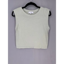 Michael Stars Top Womens Small Green Crop Pastel Light Sleeveless Casual Cotton
