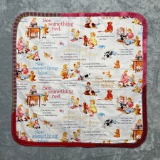 Handmade Baby Kids Lap Quilt Vintage Dick and Jane Storybook Print 22x22