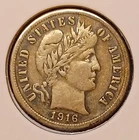 1916-S BARBER DIME -- nice Very Fine (VF)