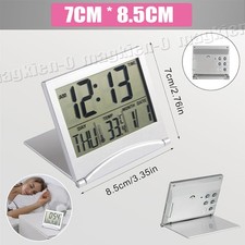 Folding LCD Digital Alarm Clock Weather Station Desk Temperature Travel Clock ~