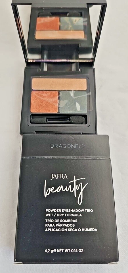 Juego de sombras de ojos Jafra cobre y dorado metálico con spray de brillo dorado y paleta de 3 colores Foto 3 de 4