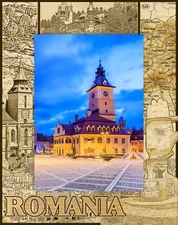 Romania Laser Engraved Wood Picture Frame Portrait (4 x 6)