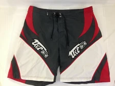 Ocean Earth Men's Gray Red Removable Mesh Lining Swim Short Trunks Size 2XB