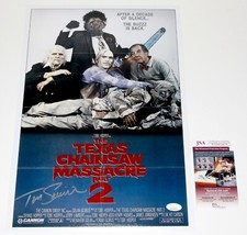 TOM SAVINI SIGNED THE TEXAS CHAINSAW MASSACRE PT. 2 12x18 MOVIE POSTER JSA PROOF