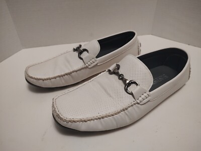 Kenneth Cole Reaction Mens White Perforated Driving Loafer Shoes