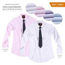 Mens Shirt,Long Sleeve Stripe,Single Double Cuffs,Regular Fit Cotton,Business