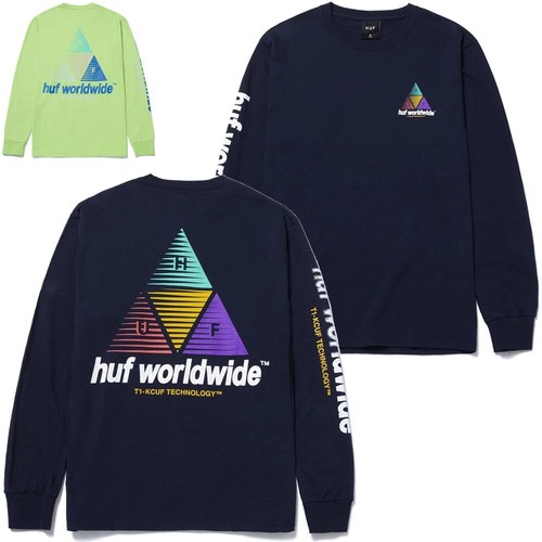 HUF Men's Prism Logo Sportif Long Sleeve Tee T-Shirt - 第 1/13 張圖片