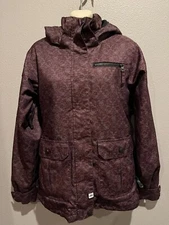 Women's RIDE SNOWBOARDS Purple Hooded Skull Pattern Jacket Size S