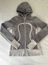 Lululemon Scuba Hoodie Full Zip Gray White Geometric Pattern Women s Size 8
