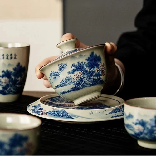 160ml Gaiwan Tee Landschaft Chinesische Keramik Öffnung Gaiwan für Teeterrine Teegeschirr - Bild 7 von 7